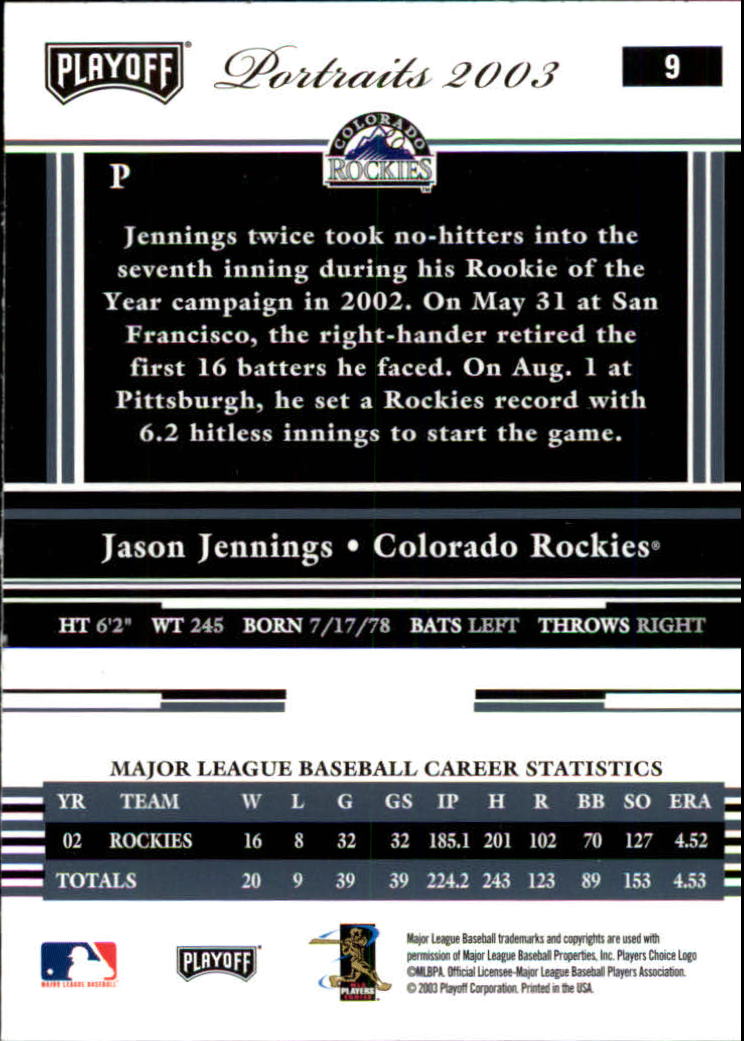 2003 Playoff Portraits Baseball "Main Set" Cards #1 to #144 - Picture 19 of 287