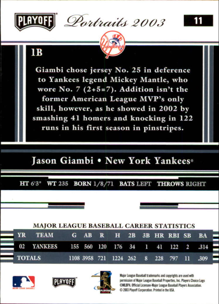 2003 Playoff Portraits Baseball "Main Set" Cards #1 to #144 - Picture 23 of 287