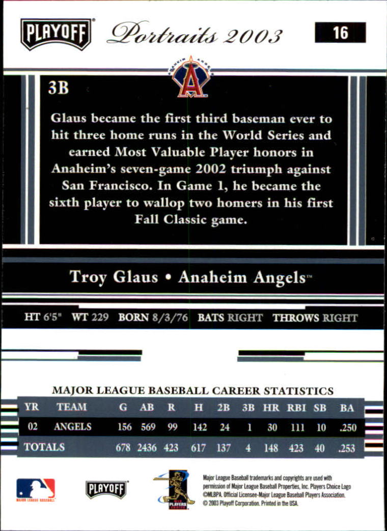 2003 Playoff Portraits Baseball "Main Set" Cards #1 to #144 - Picture 33 of 287