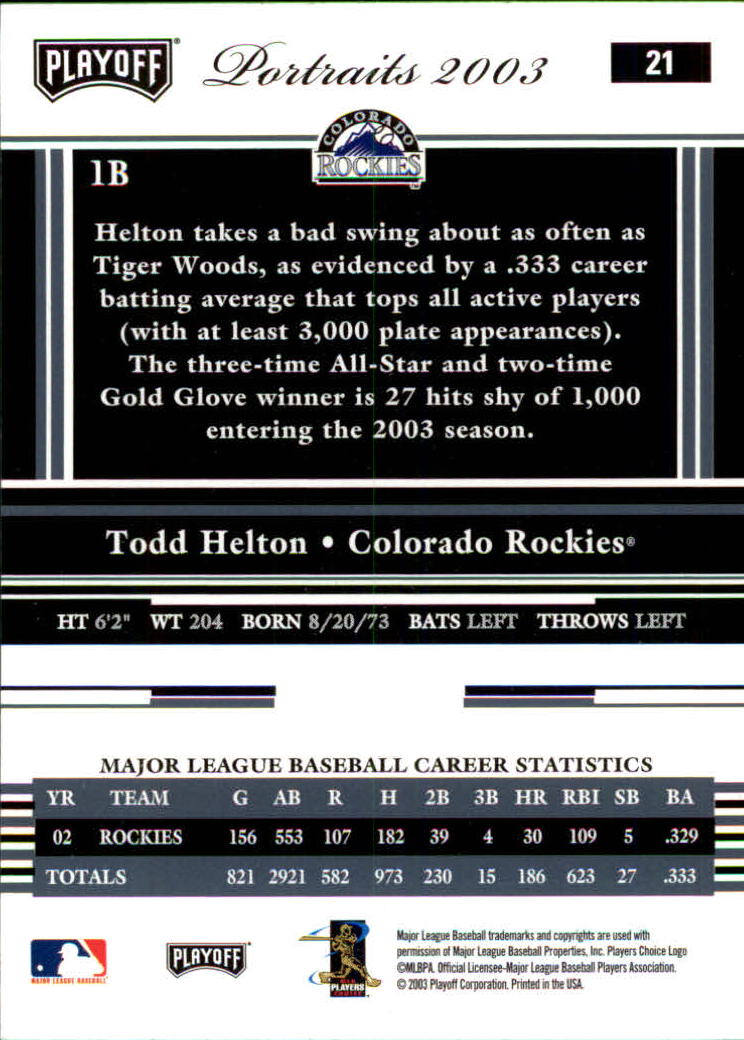 2003 Playoff Portraits Baseball "Main Set" Cards #1 to #144 - Picture 43 of 287