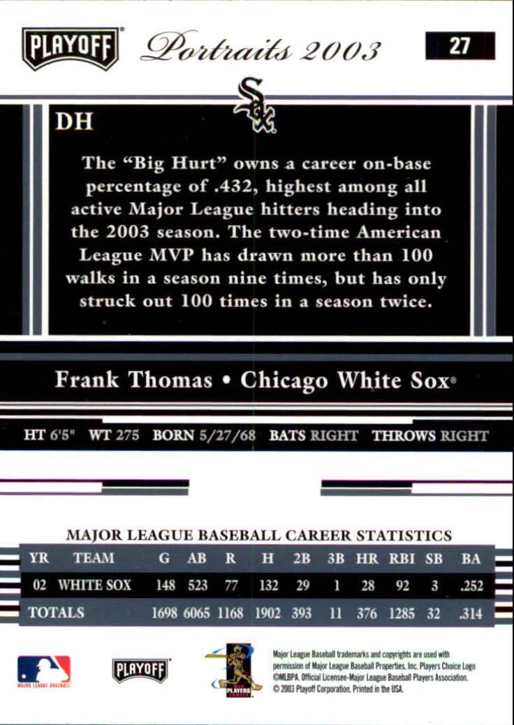 2003 Playoff Portraits Baseball "Main Set" Cards #1 to #144 - Picture 53 of 287