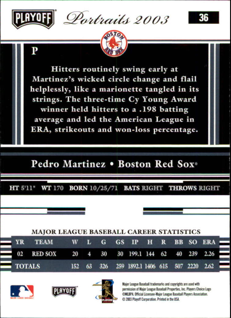 2003 Playoff Portraits Baseball "Main Set" Cards #1 to #144 - Picture 71 of 287