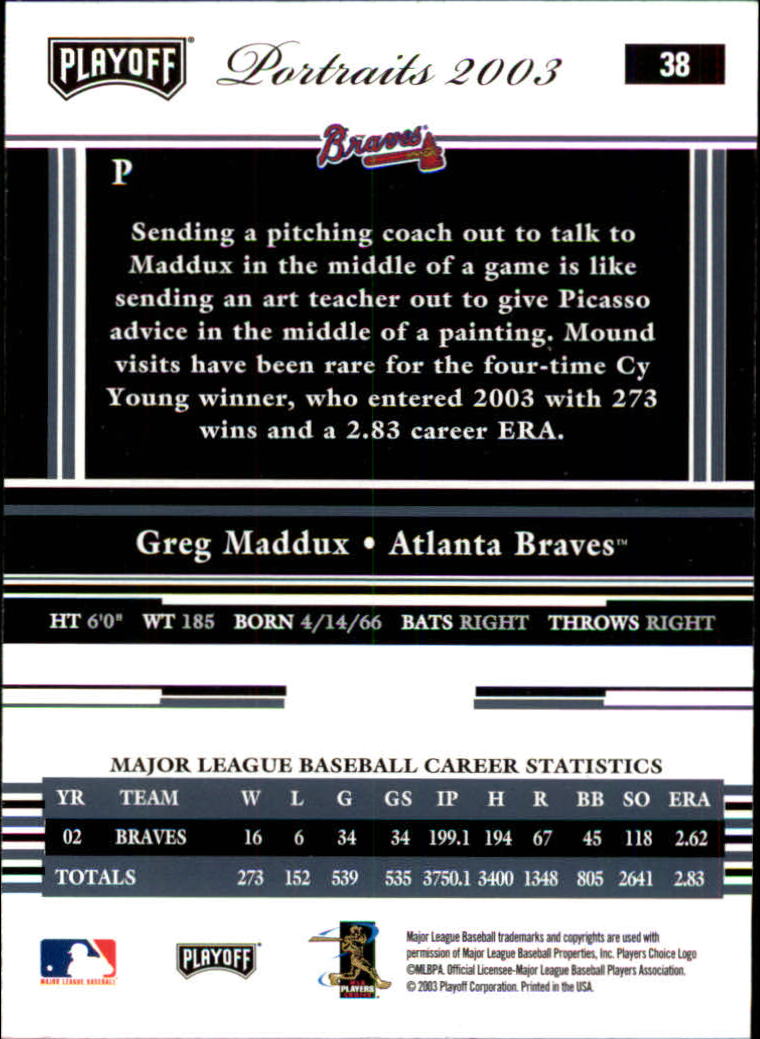 2003 Playoff Portraits Baseball "Main Set" Cards #1 to #144 - Picture 75 of 287