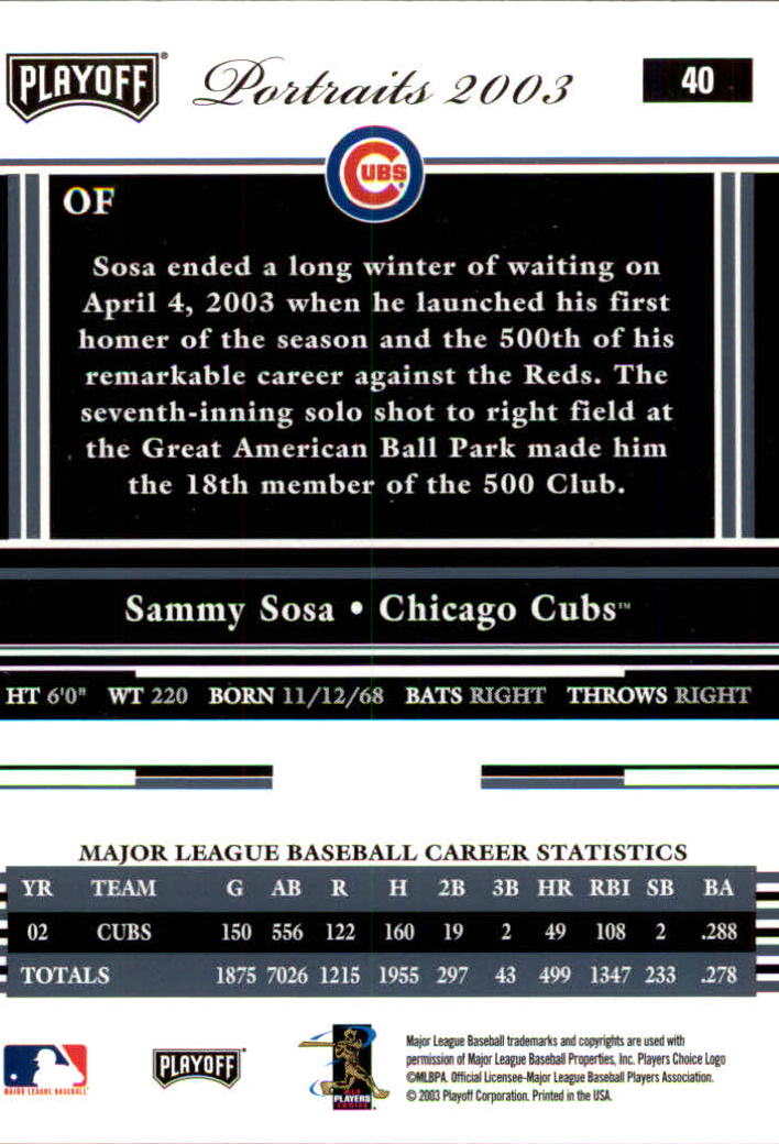 2003 Playoff Portraits Baseball "Main Set" Cards #1 to #144 - Picture 79 of 287