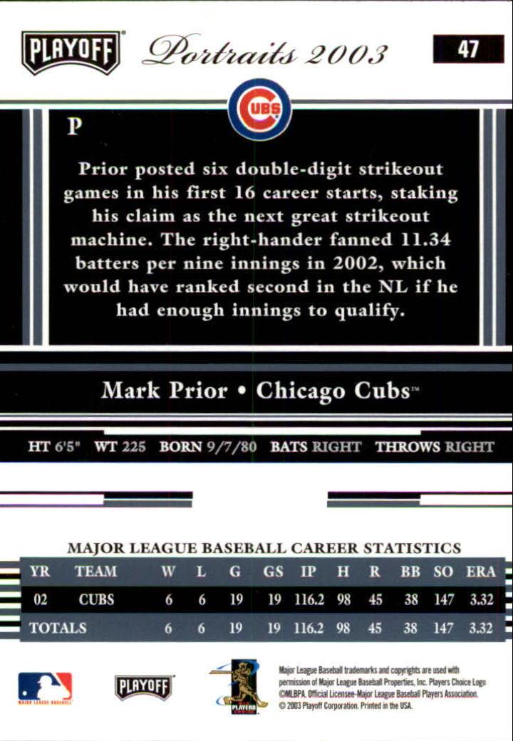 2003 Playoff Portraits Baseball "Main Set" Cards #1 to #144 - Picture 93 of 287