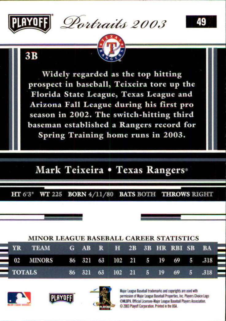 2003 Playoff Portraits Baseball "Main Set" Cards #1 to #144 - Picture 97 of 287