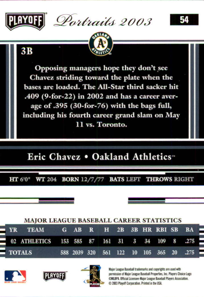 2003 Playoff Portraits Baseball "Main Set" Cards #1 to #144 - Picture 107 of 287