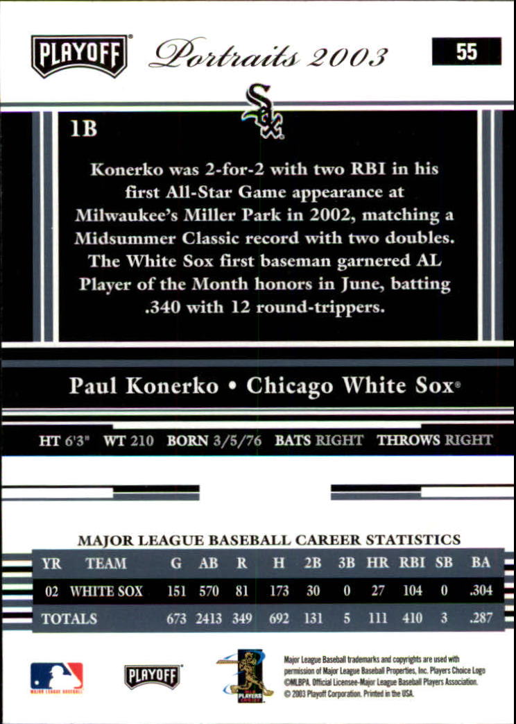 2003 Playoff Portraits Baseball "Main Set" Cards #1 to #144 - Picture 109 of 287