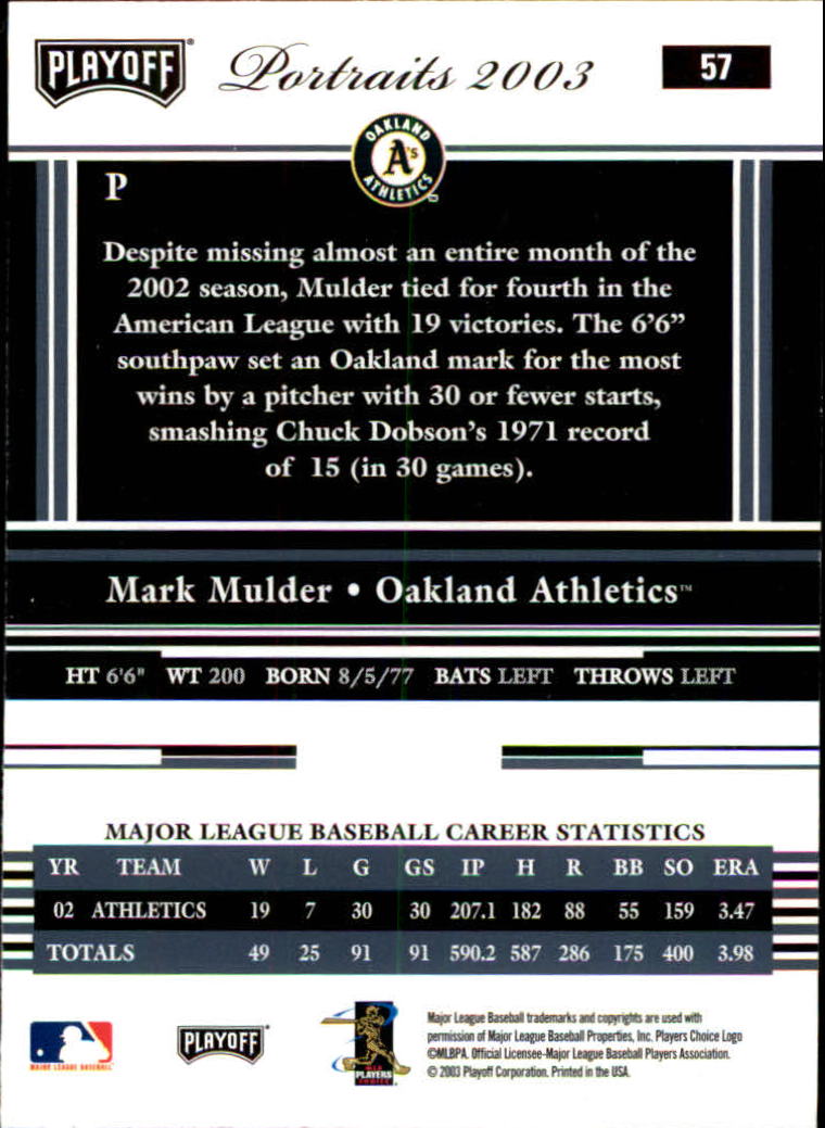 2003 Playoff Portraits Baseball "Main Set" Cards #1 to #144 - Picture 113 of 287