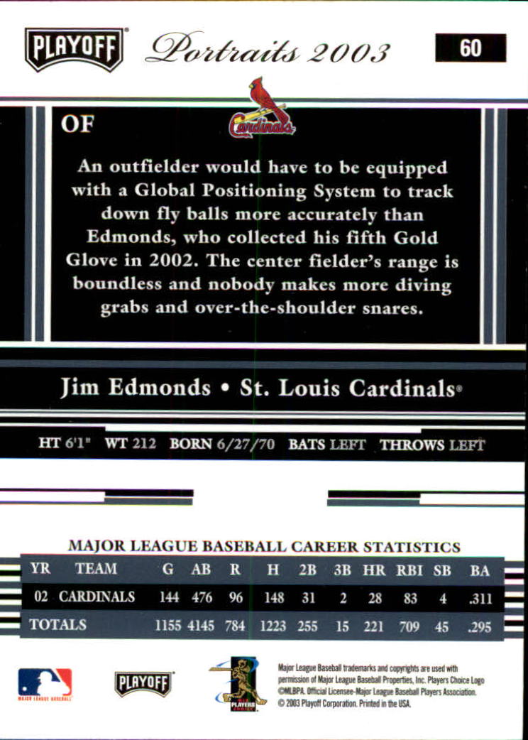 2003 Playoff Portraits Baseball "Main Set" Cards #1 to #144 - Picture 119 of 287
