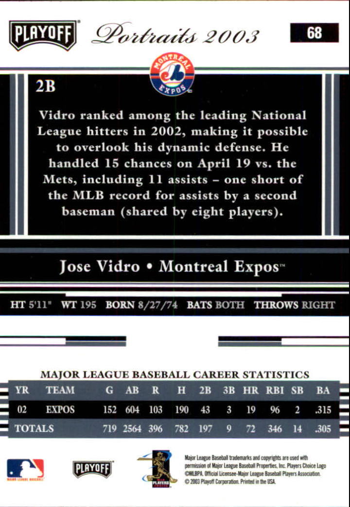 2003 Playoff Portraits Baseball "Main Set" Cards #1 to #144 - Picture 135 of 287