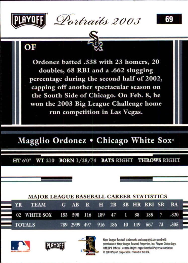 2003 Playoff Portraits Baseball "Main Set" Cards #1 to #144 - Picture 137 of 287
