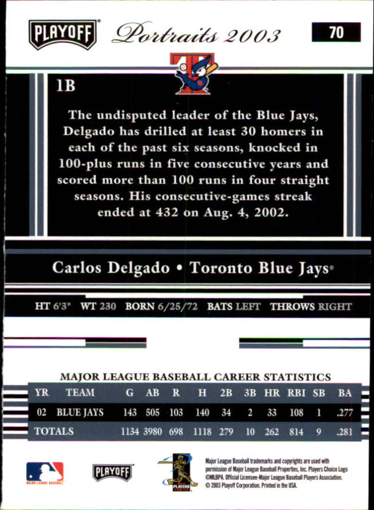2003 Playoff Portraits Baseball "Main Set" Cards #1 to #144 - Picture 139 of 287