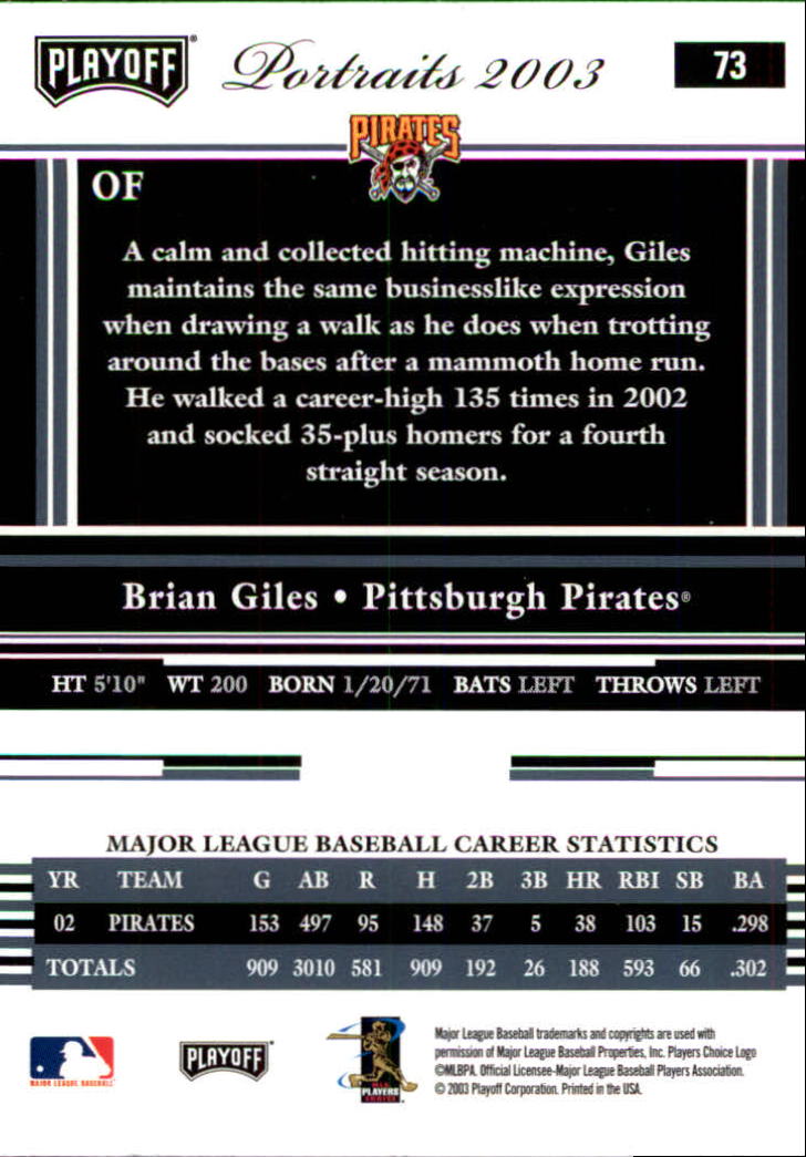2003 Playoff Portraits Baseball "Main Set" Cards #1 to #144 - Picture 145 of 287