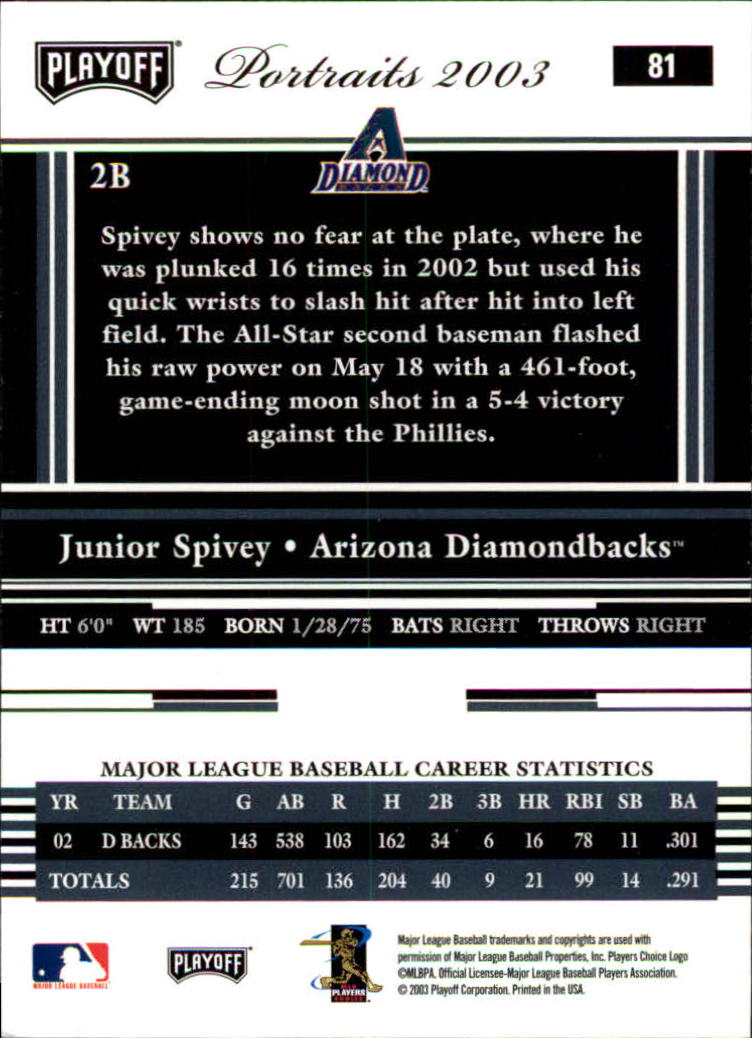 2003 Playoff Portraits Baseball "Main Set" Cards #1 to #144 - Picture 161 of 287