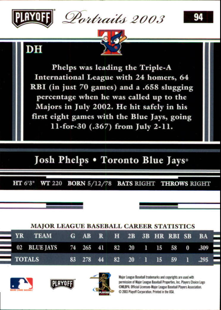 2003 Playoff Portraits Baseball "Main Set" Cards #1 to #144 - Picture 187 of 287