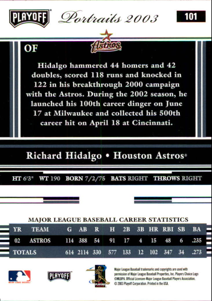 2003 Playoff Portraits Baseball "Main Set" Cards #1 to #144 - Picture 201 of 287