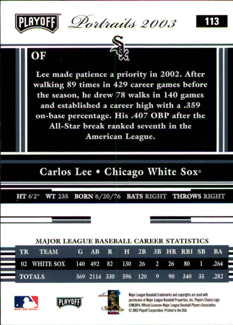 2003 Playoff Portraits Baseball "Main Set" Cards #1 to #144 - Picture 225 of 287
