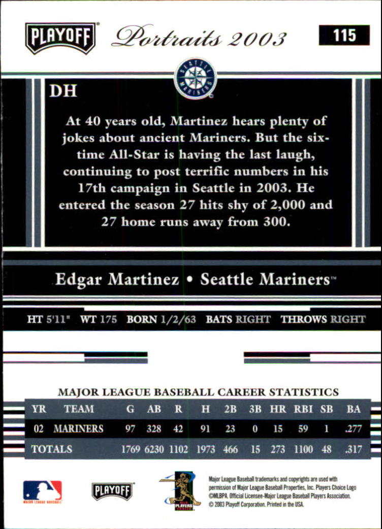 2003 Playoff Portraits Baseball "Main Set" Cards #1 to #144 - Picture 229 of 287