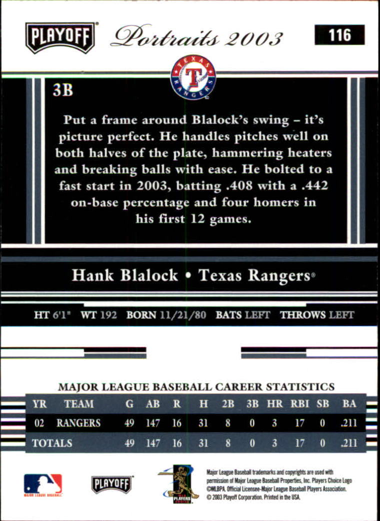 2003 Playoff Portraits Baseball "Main Set" Cards #1 to #144 - Picture 231 of 287