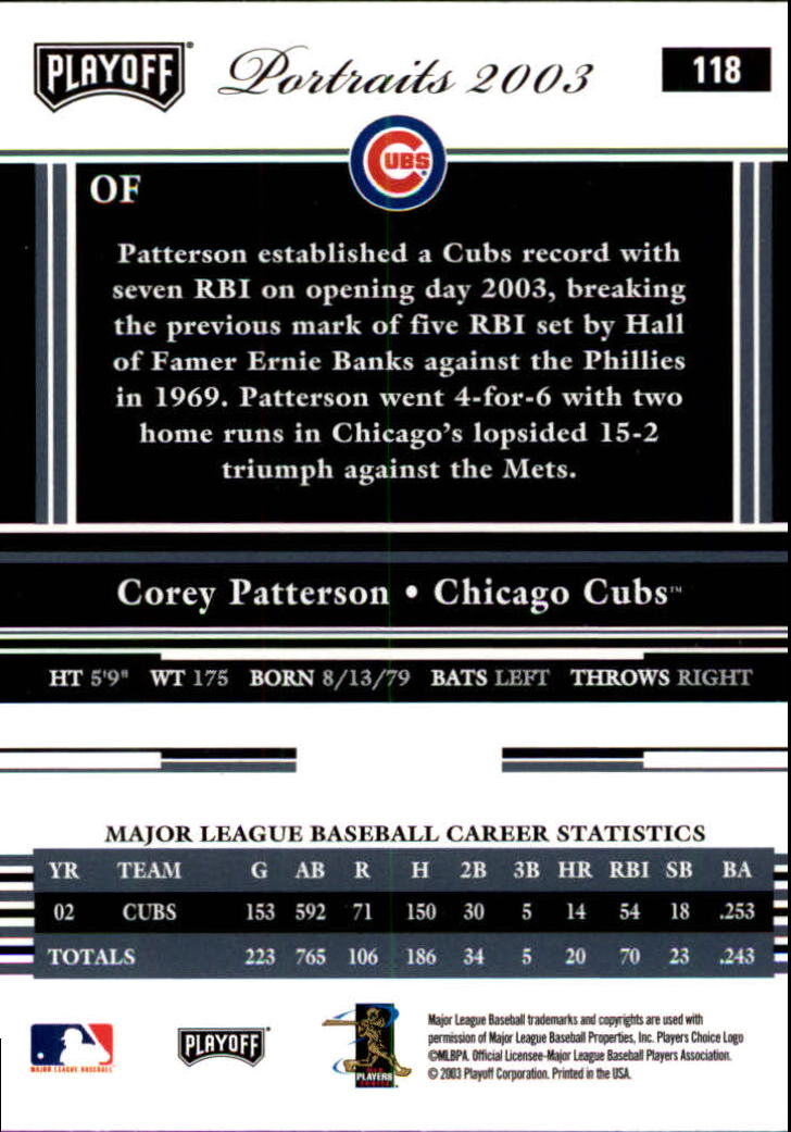 2003 Playoff Portraits Baseball "Main Set" Cards #1 to #144 - Picture 235 of 287