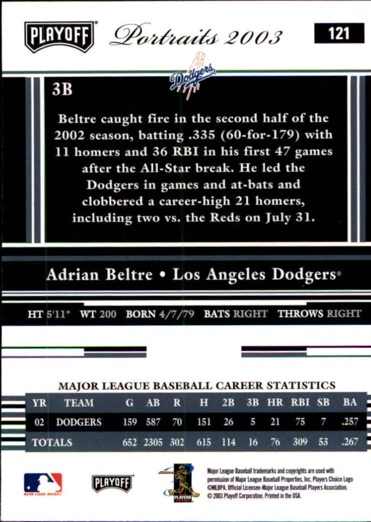 2003 Playoff Portraits Baseball "Main Set" Cards #1 to #144 - Picture 241 of 287