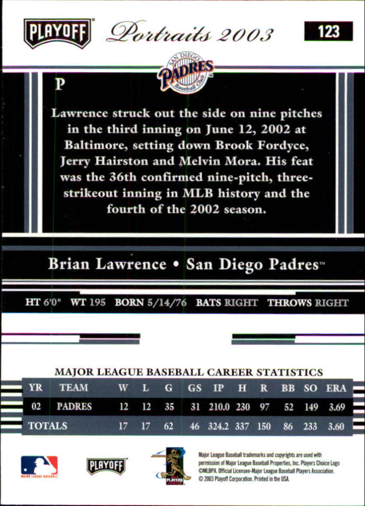 2003 Playoff Portraits Baseball "Main Set" Cards #1 to #144 - Picture 245 of 287