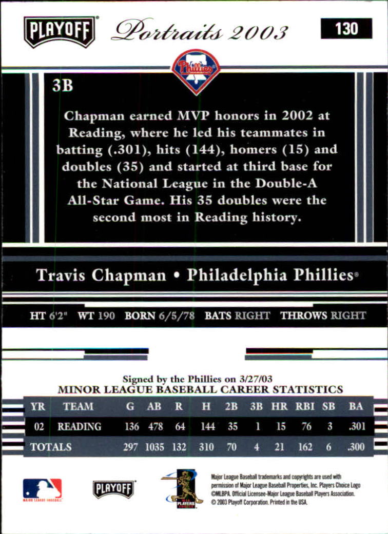 2003 Playoff Portraits Baseball "Main Set" Cards #1 to #144 - Picture 259 of 287