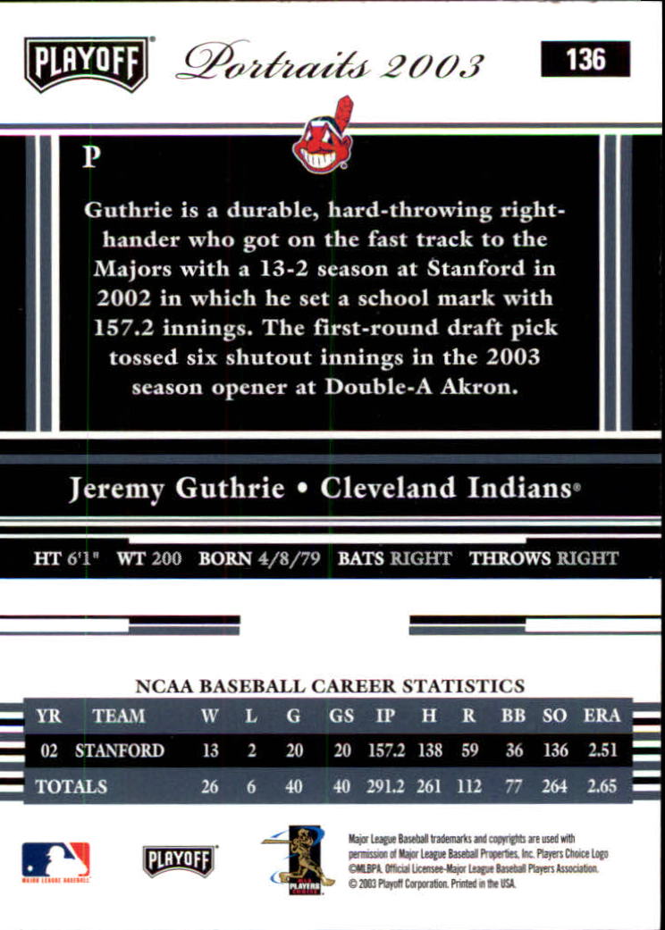 2003 Playoff Portraits Baseball "Main Set" Cards #1 to #144 - Picture 271 of 287