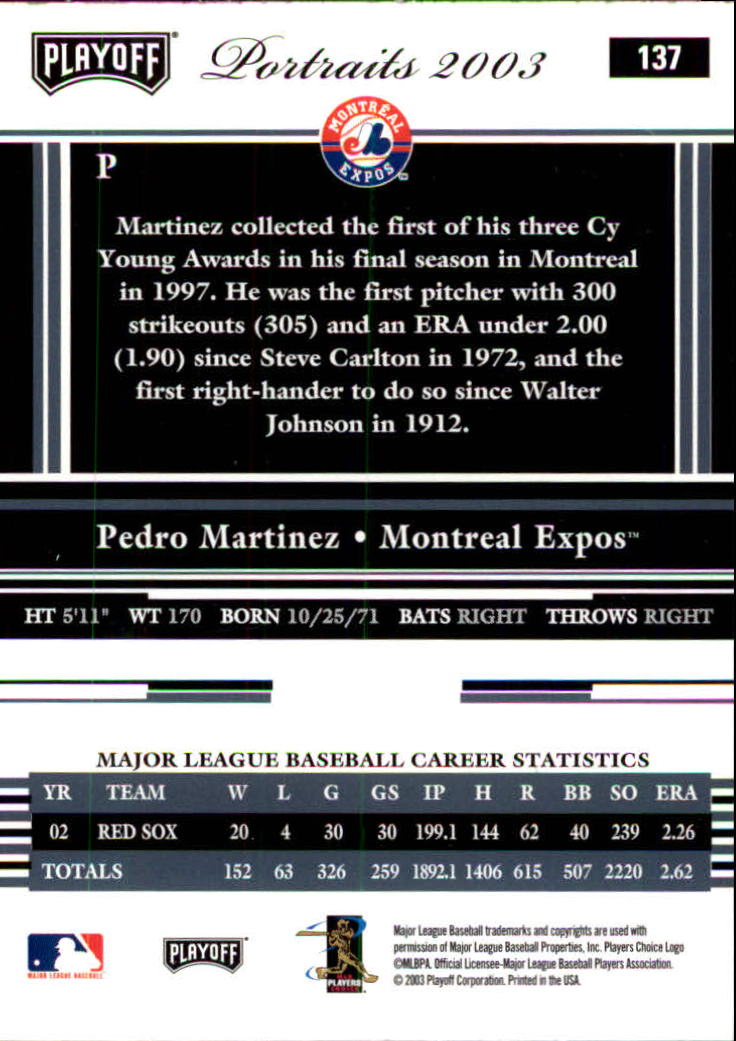 2003 Playoff Portraits Baseball "Main Set" Cards #1 to #144 - Picture 273 of 287