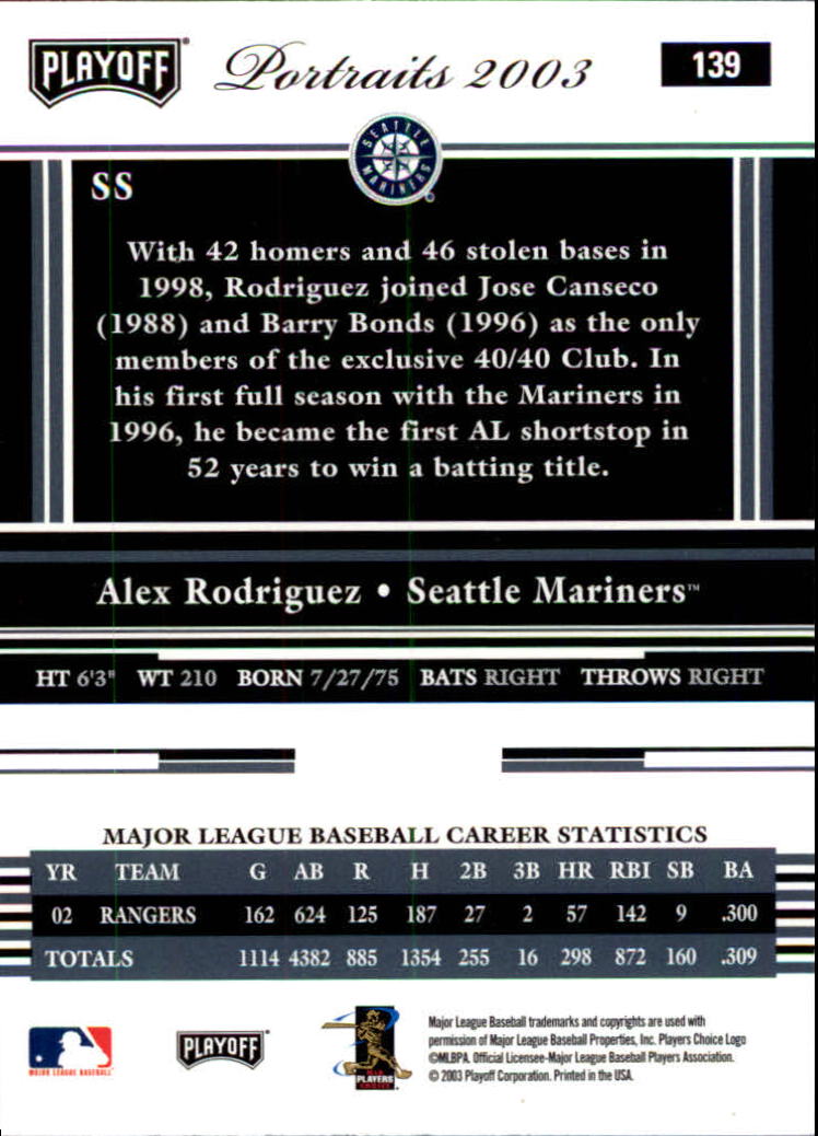 2003 Playoff Portraits Baseball "Main Set" Cards #1 to #144 - Picture 277 of 287