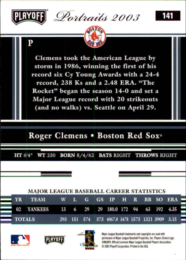 2003 Playoff Portraits Baseball "Main Set" Cards #1 to #144 - Picture 281 of 287