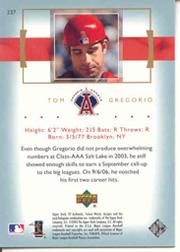 2003 SP Authentic #237 Tom Gregorio FW RC back image
