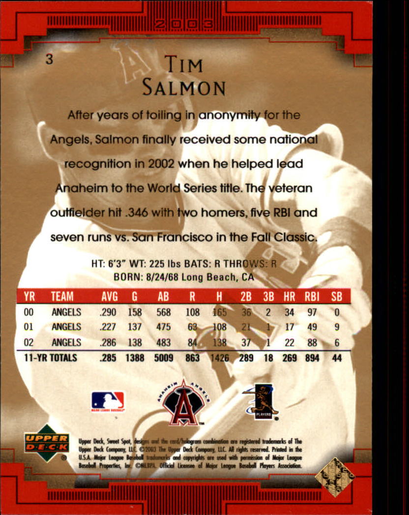 2003 Sweet Spot #3 Tim Salmon back image