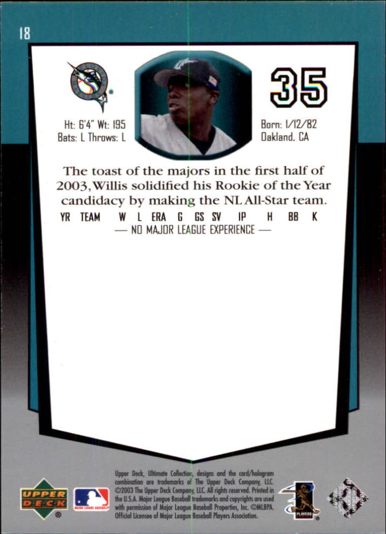 2003 Ultimate Collection #18 Dontrelle Willis back image