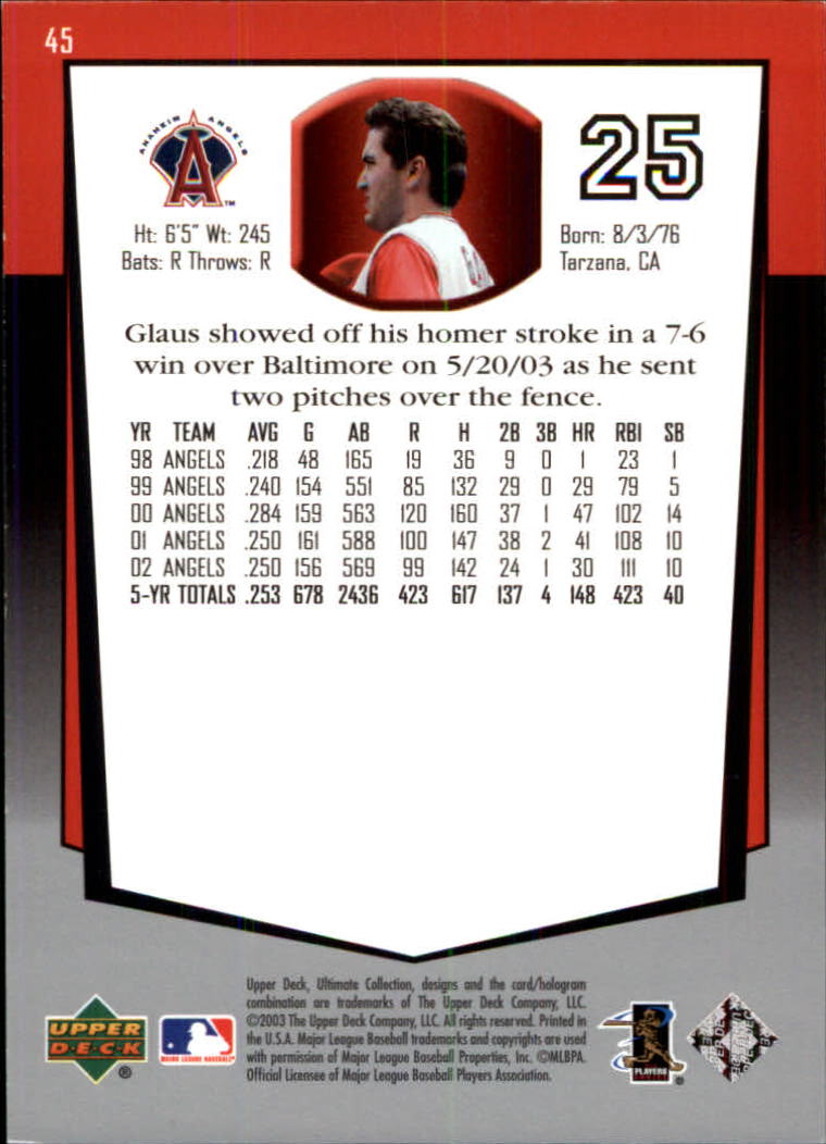 2003 Ultimate Collection #45 Troy Glaus back image