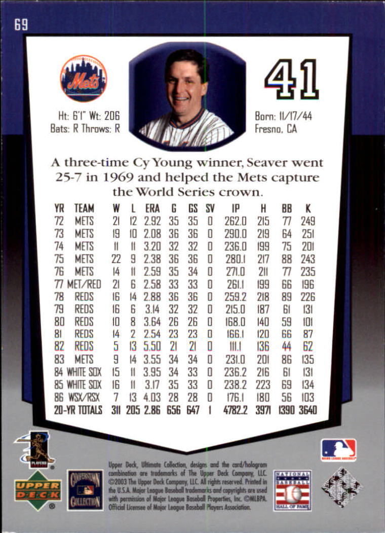 2003 Ultimate Collection #69 Tom Seaver back image