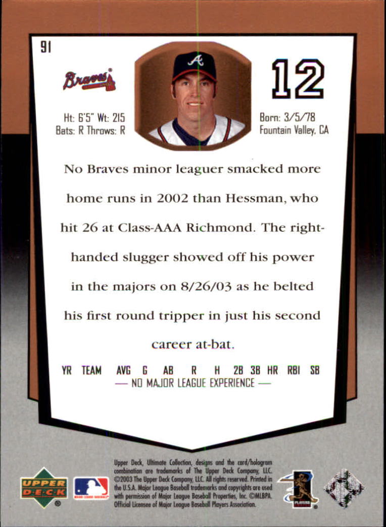 2003 Ultimate Collection #91 Michael Hessman UR T1 RC back image