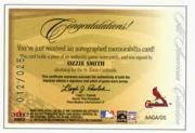 2003 Fleer Fall Classics All-American Game Used Autographs #OS Ozzie Smith Patch back image