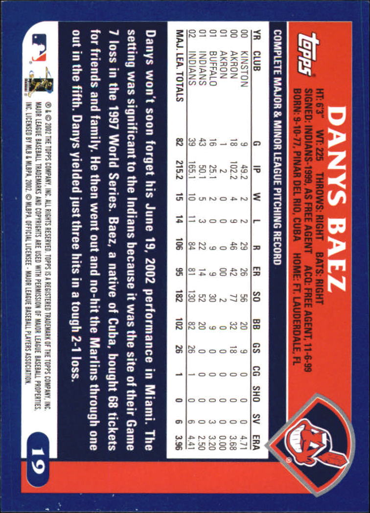 2003 Topps Home Team Advantage #19 Danys Baez back image