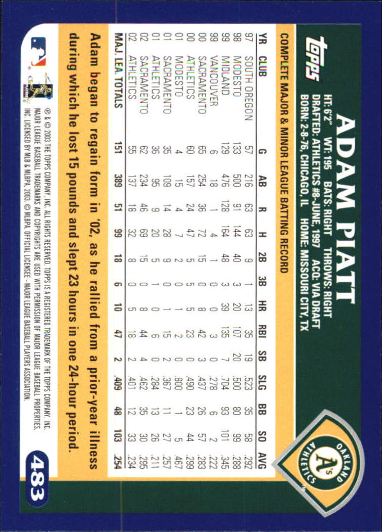 B6848- 2003 Topps Home Team Advantage BB 252-501 -You Pick- 15+ FREE US SHIP - Picture 451 of 487