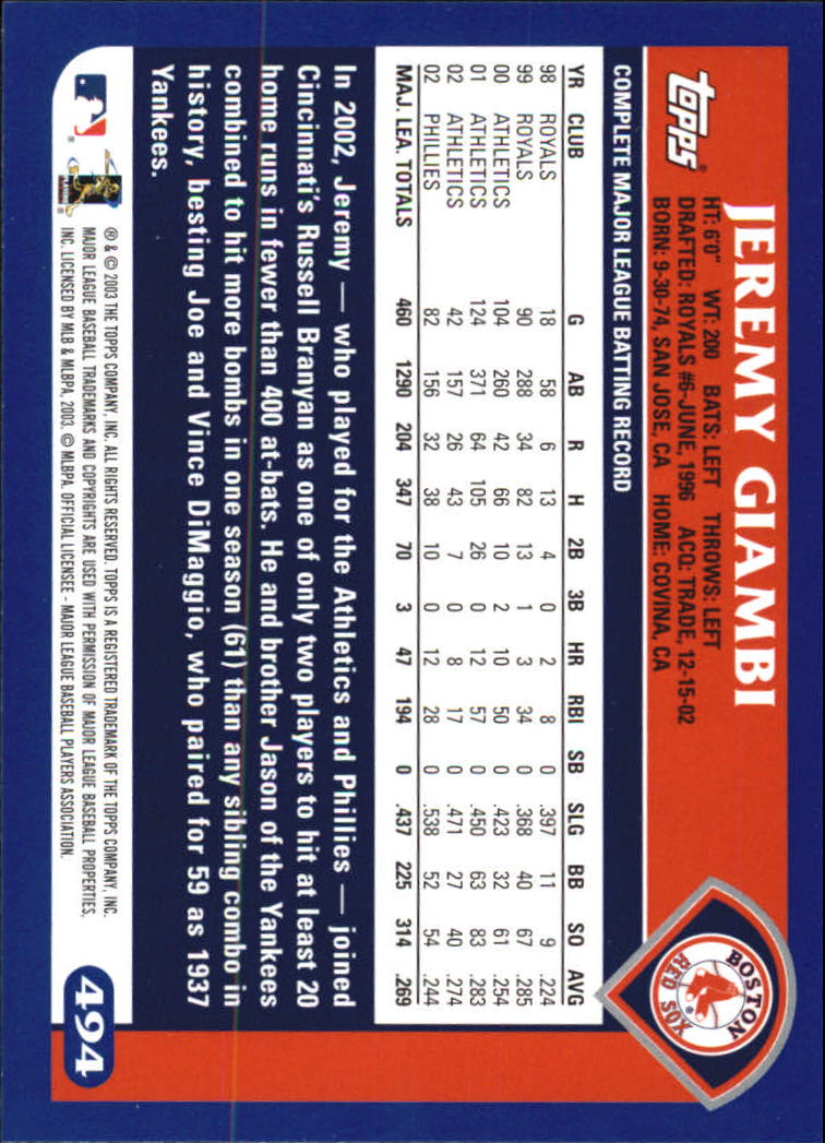 B6848- 2003 Topps Home Team Advantage BB 252-501 -You Pick- 15+ FREE US SHIP - Picture 473 of 487