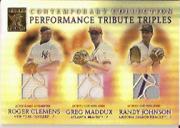 2003 Topps Tribute Contemporary Performance Triple Relics #CMJ Roger Clemens Uni/Greg Maddux Jsy/Randy Johnson Jsy