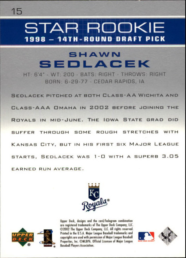 2003 Upper Deck #15 Shawn Sedlacek SR back image
