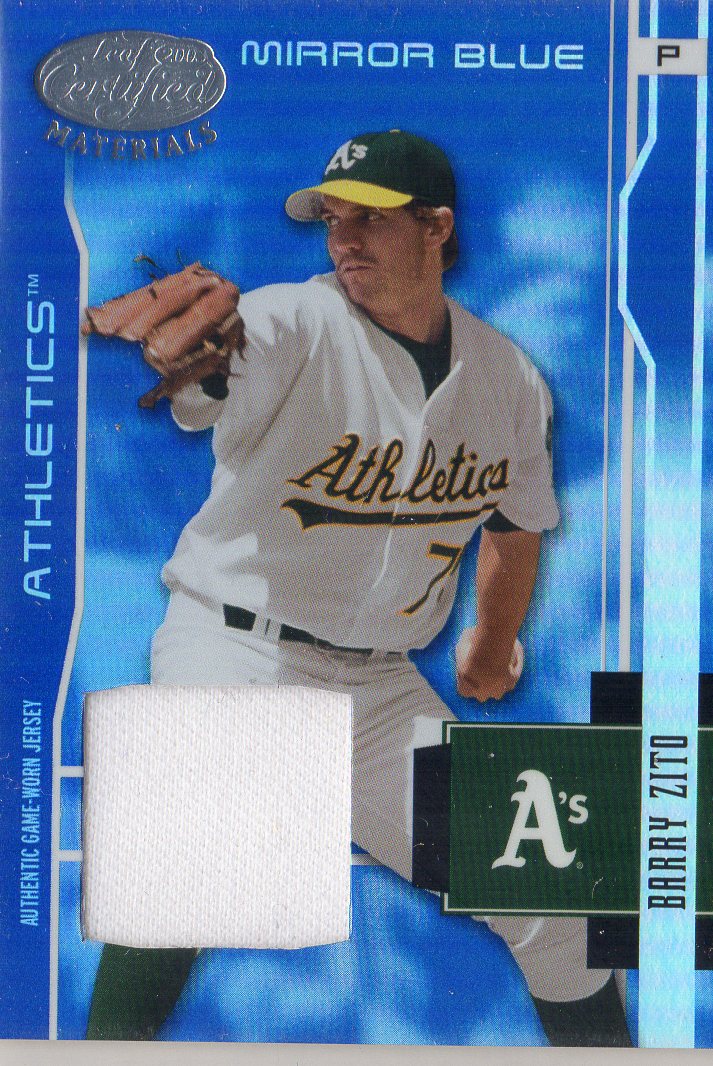 2003 Leaf Certified Materials Mirror Blue Materials #133 Barry Zito Jsy/100