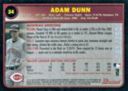 2003 Bowman Uncirculated Silver #34 Adam Dunn back image
