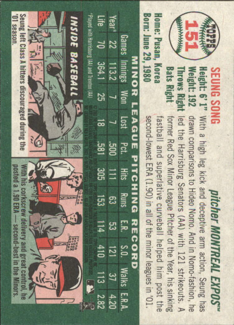 2003 Topps Heritage #151 Seung Song back image