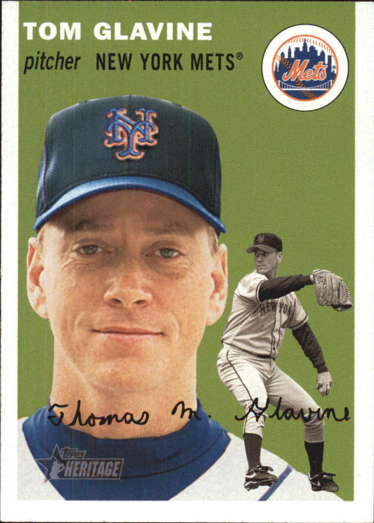 Tom Glavine signed baseball card (New York Mets) 2003 Topps Heritage #350