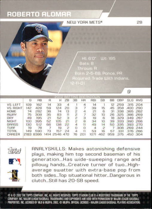 2003 Stadium Club #9 Roberto Alomar