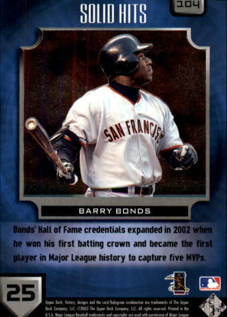 2003 Upper Deck Victory #104 Barry Bonds SH on Fanatics Collect